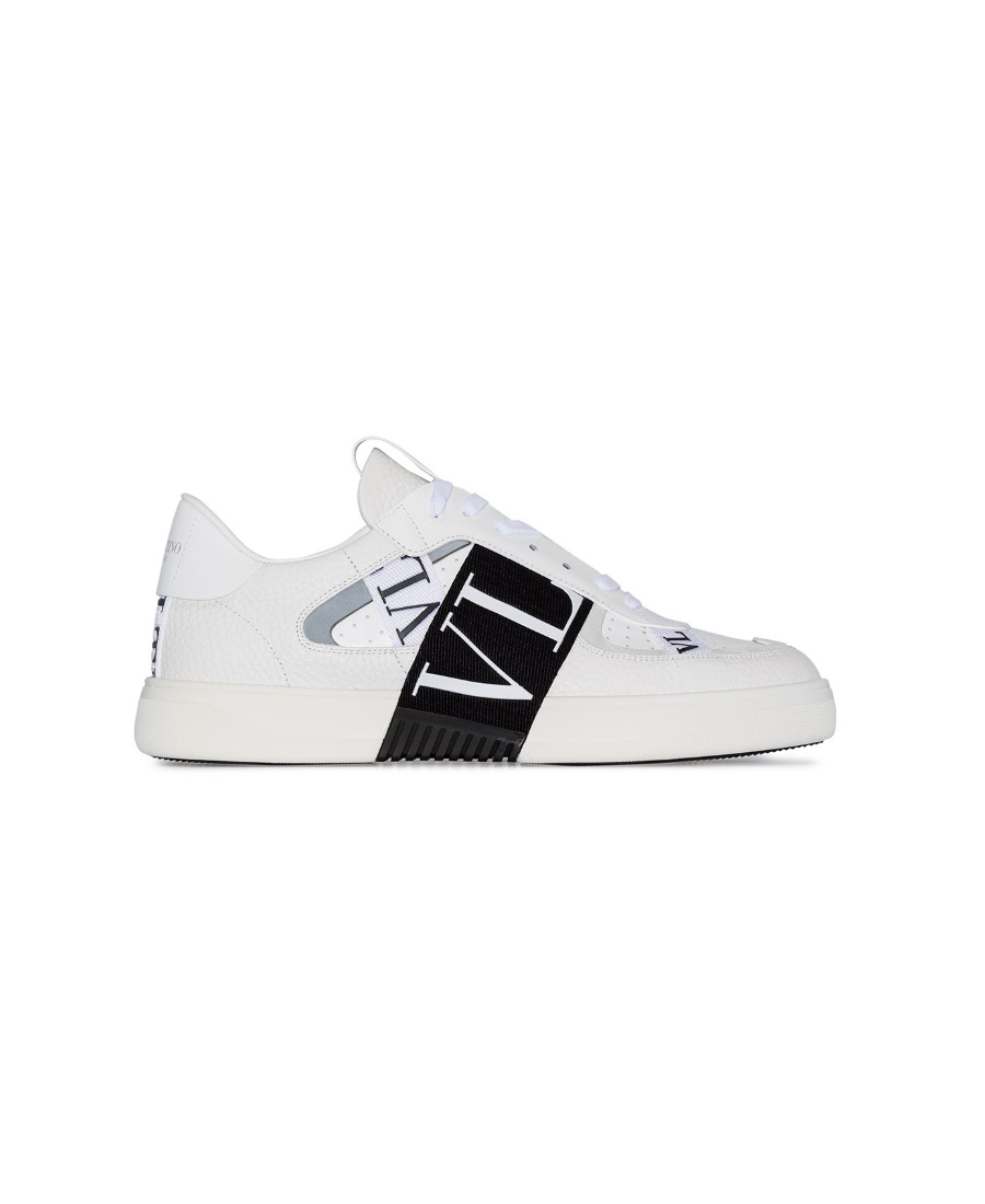 Valentino White Low-top Calfskin Vl7n Sneakers In White