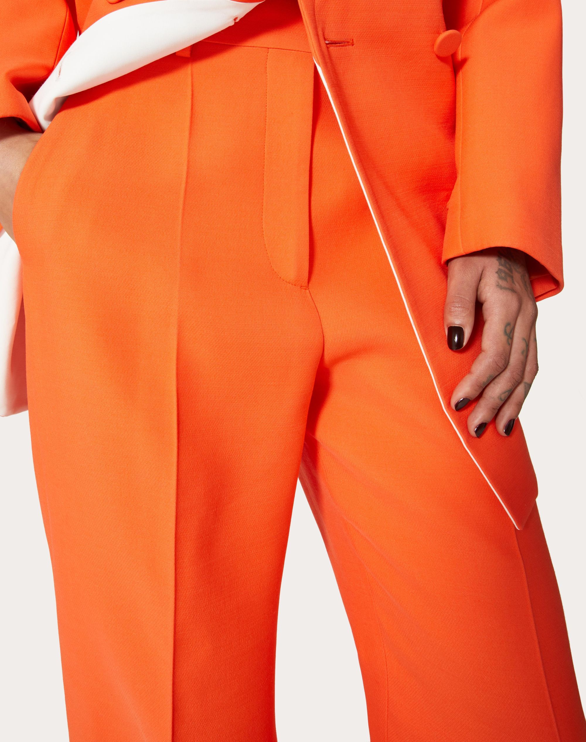 Valentino Crepe Couture Trousers In Orange