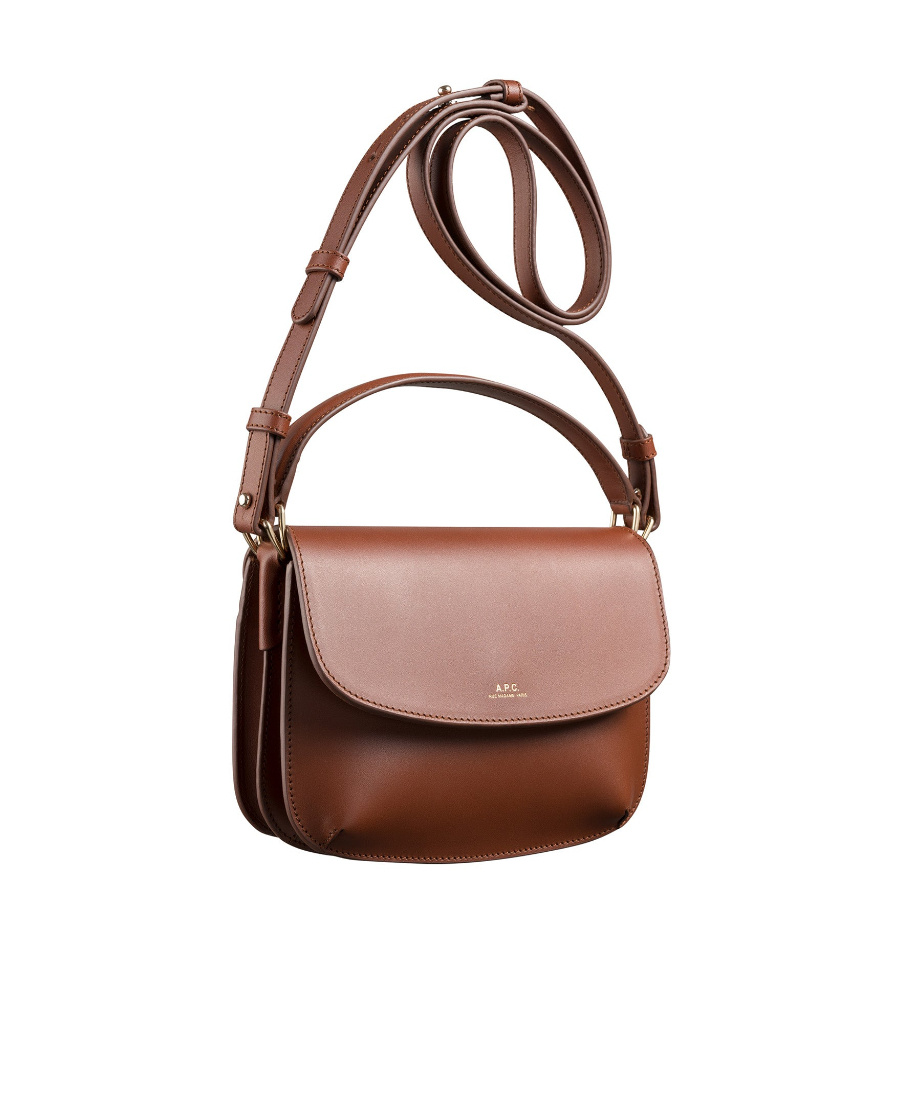 Apc Sarah Leather Shoulder Bag In Brown