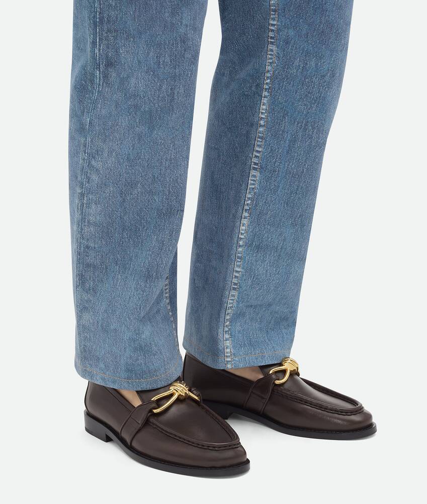 Bottega Veneta Astaire Leather Loafers Gold Detail In Black
