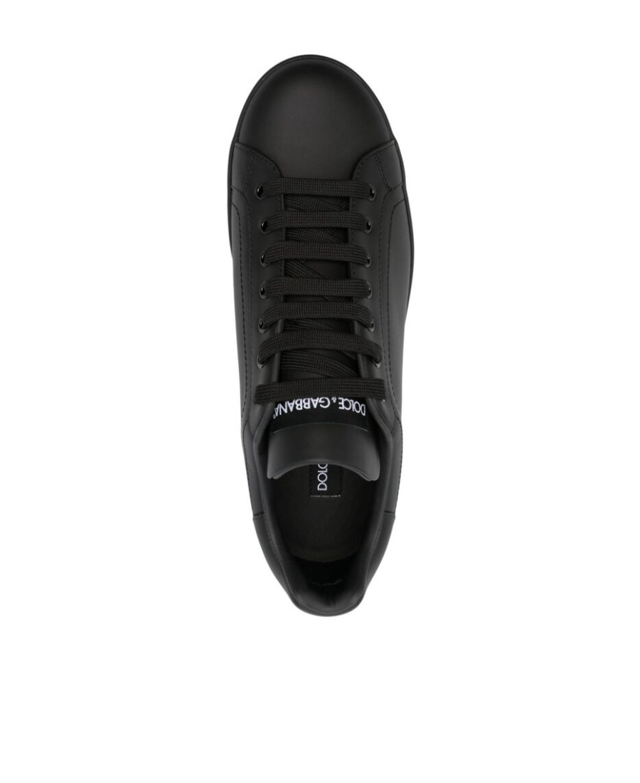 Dolce & Gabbana 'portofino' Black Low Top Sneakers With Logo Lettering Detail In Black