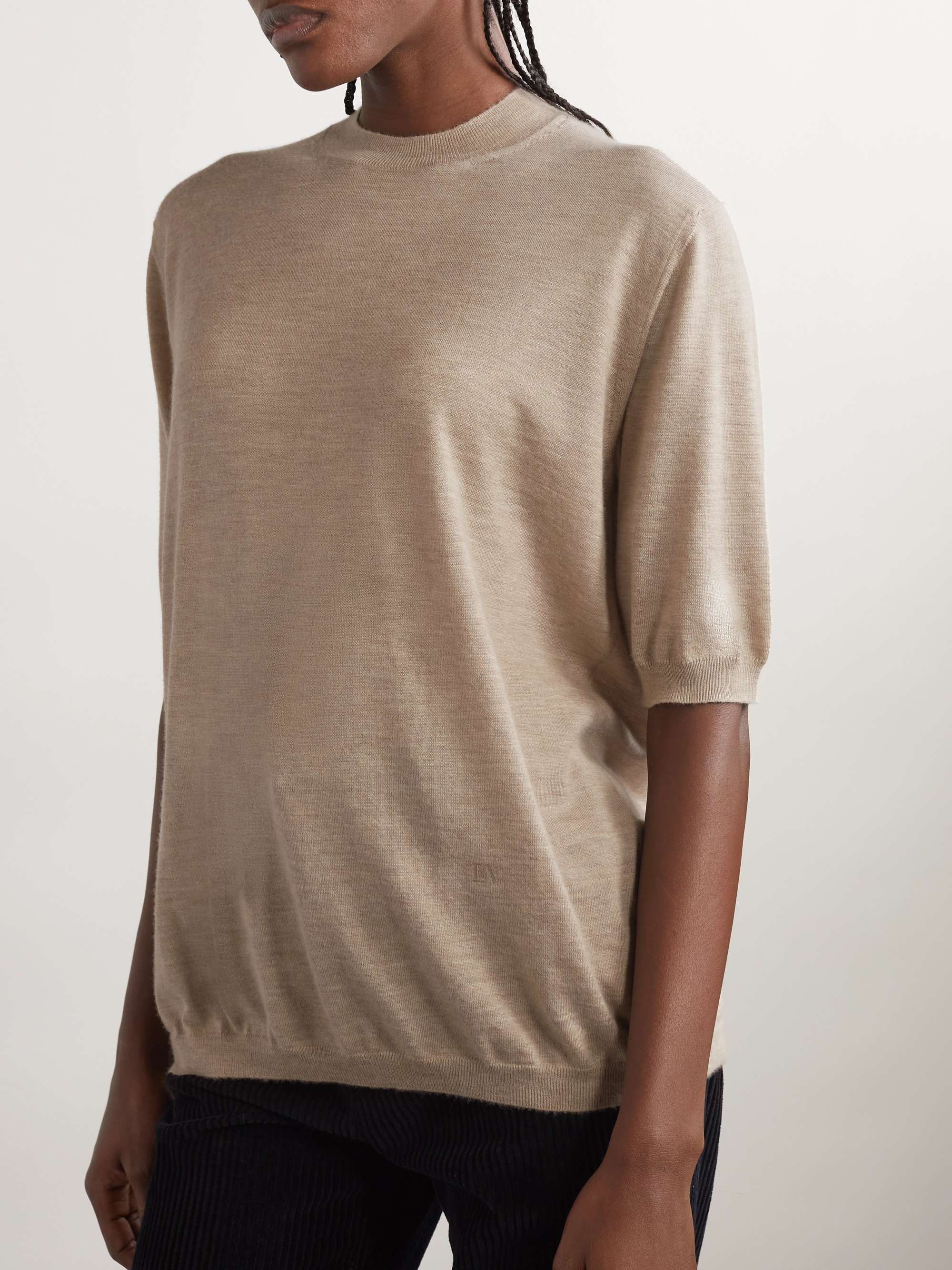 Bottega Veneta Short-sleeved Cashmere Pullover In Nude