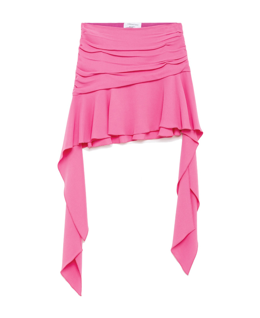 Blumarine Ruffle-trimmed Jersey Miniskirt In Pink