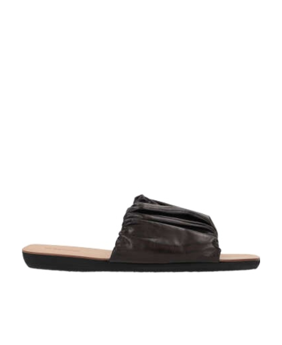 Shop Jil Sander Gathered-detailed Open-toe Slides In Black