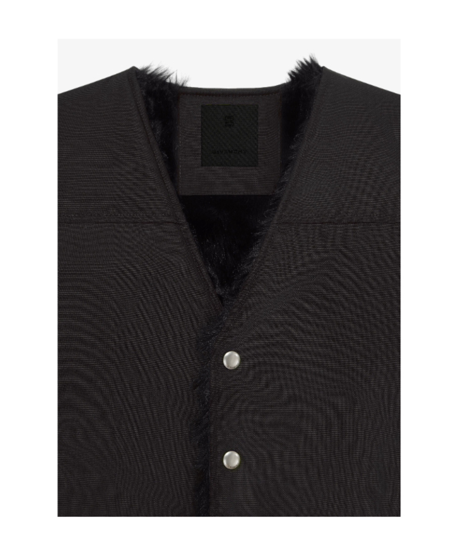 Givenchy Waistcoat In Cordura With Faux Fur Lining In Black