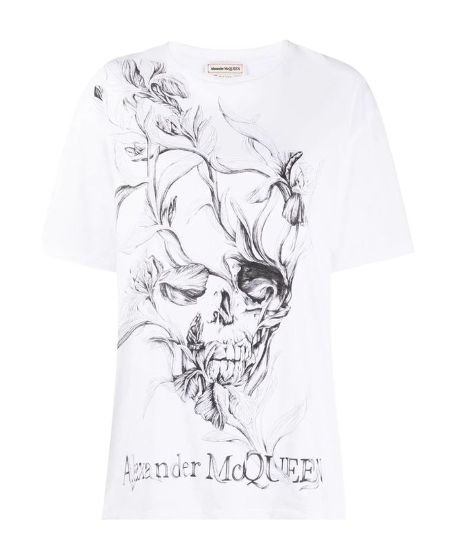 Alexander Mcqueen T-shirt With Round Neck And Short Sleeves In White