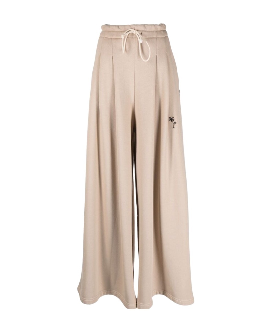 Palm Angels Logo Wide-leg Sweatpants In Nude