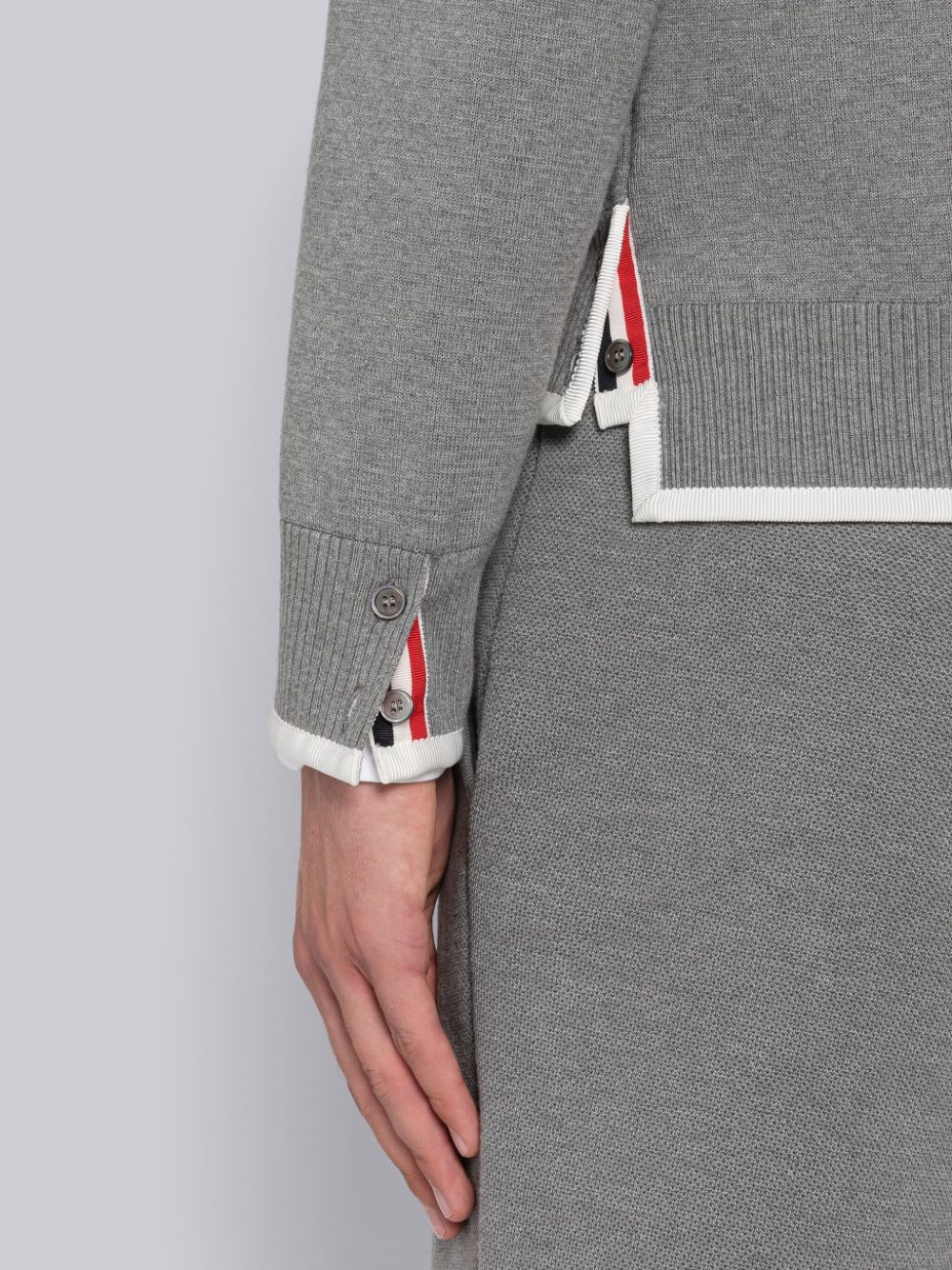 Thom Browne 4-bar Stripe Mini Cardigan In Gray
