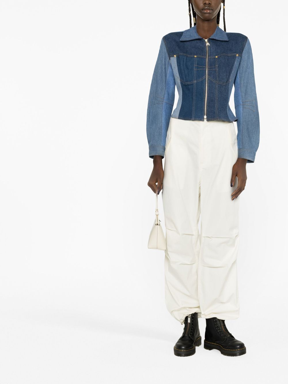 Marine Serre Blue Panelled Denim Jacket In Blue