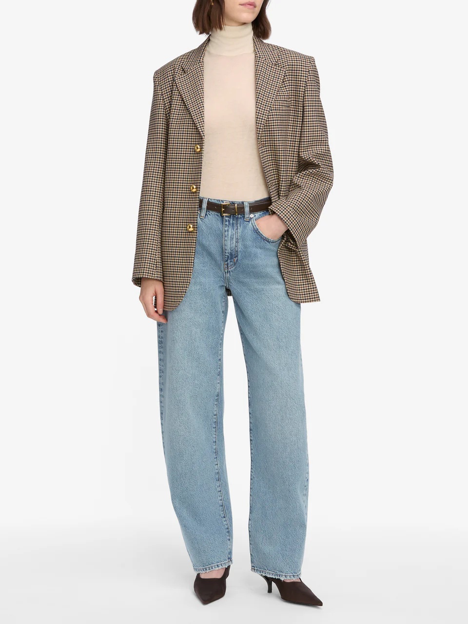 Frame Low-rise Tube Jeans In Gray