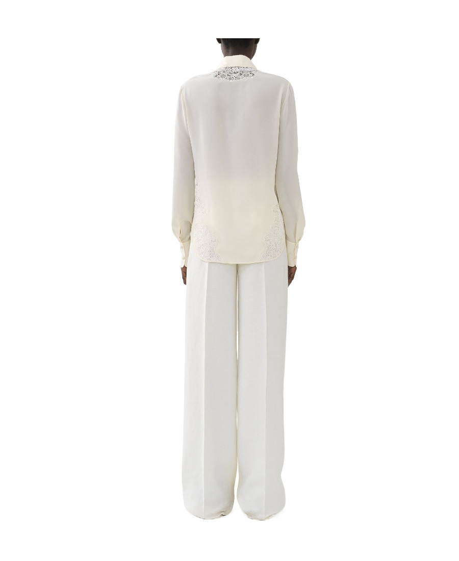 Chloé Ivory Crepe Button-up Shirt In White