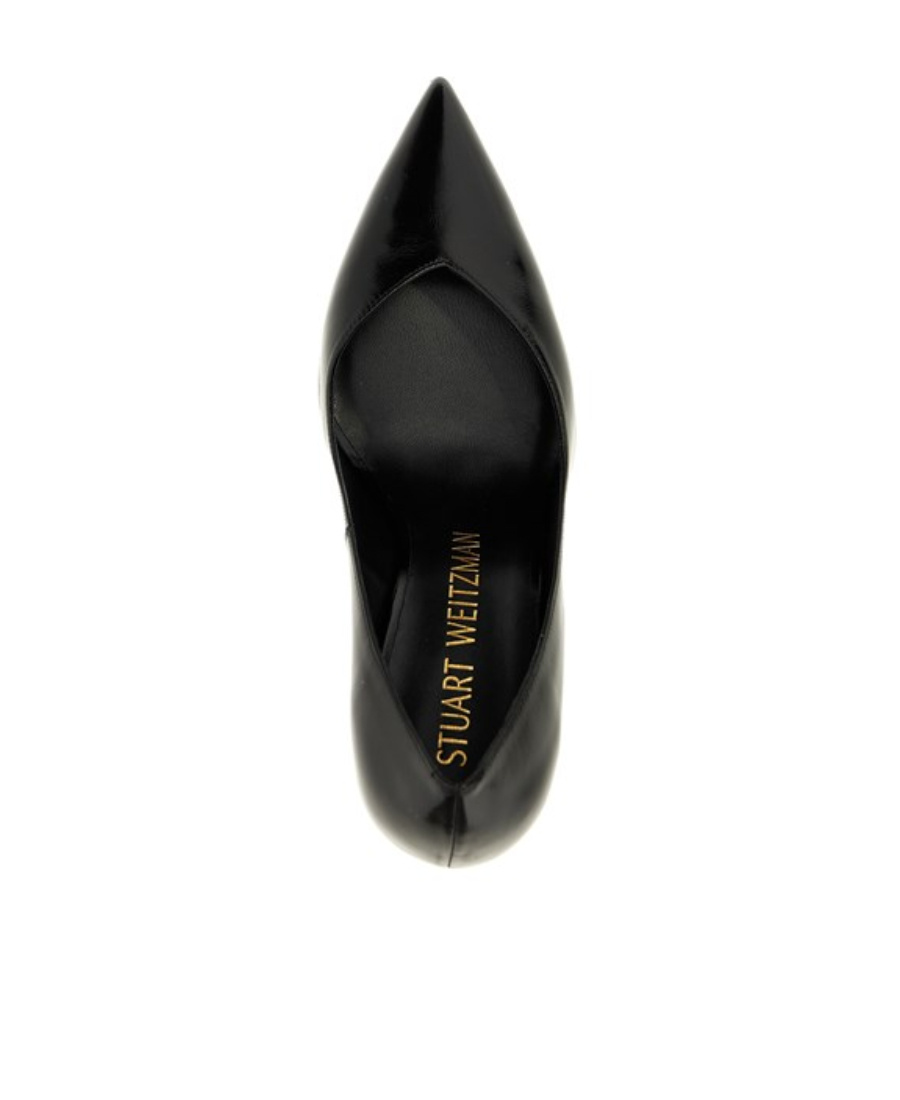 Stuart Weitzman Pointed-toe Black Pumps With Mid-height Stiletto Heel In Black