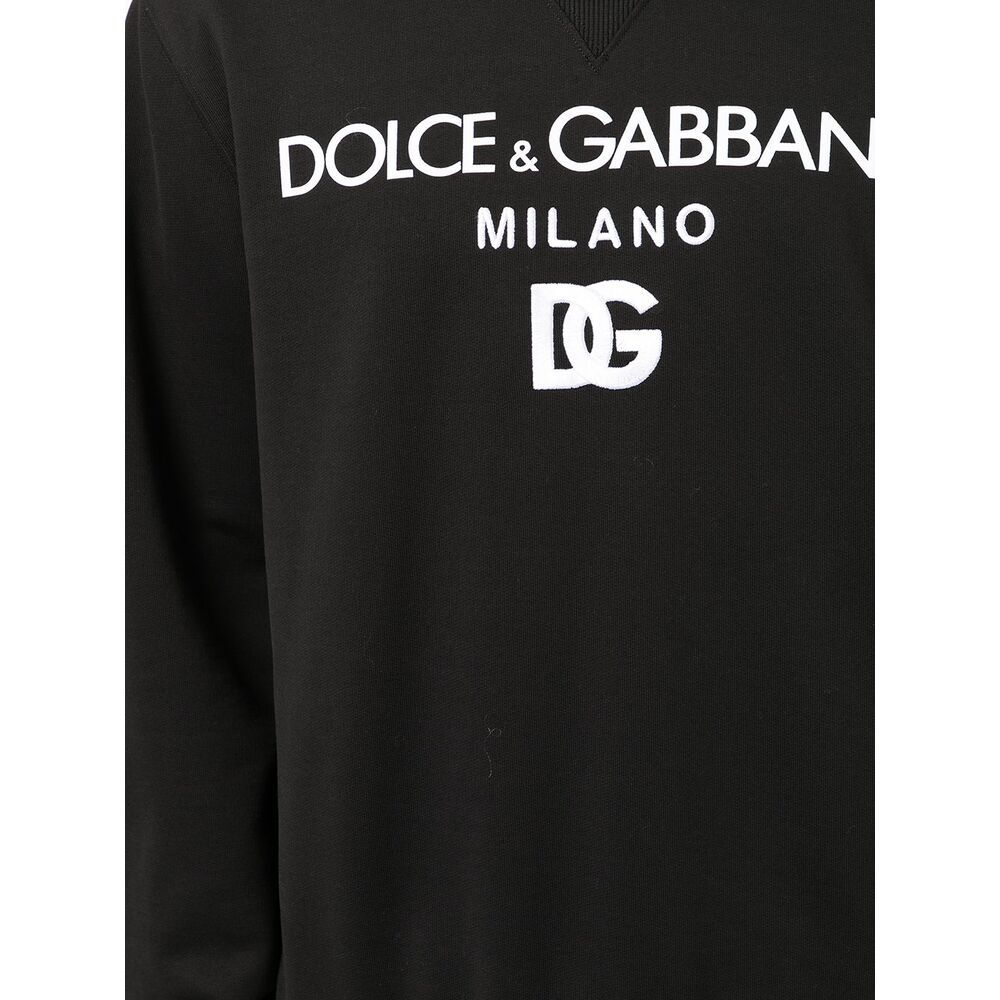 Dolce & Gabbana Cotton Sweatshirt With Frontal Logo In Black