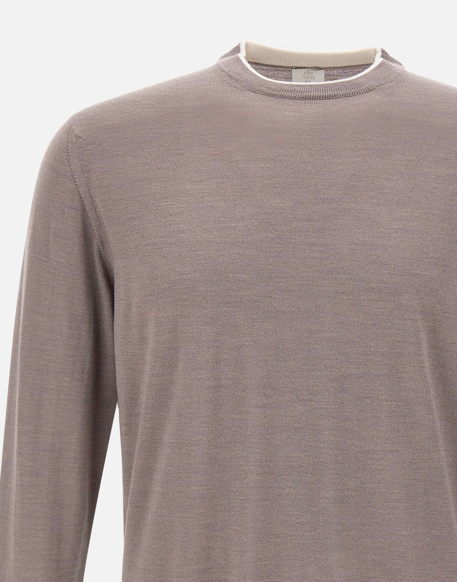 Eleventy Crew Neck Long Sleeve Sweater In Brown