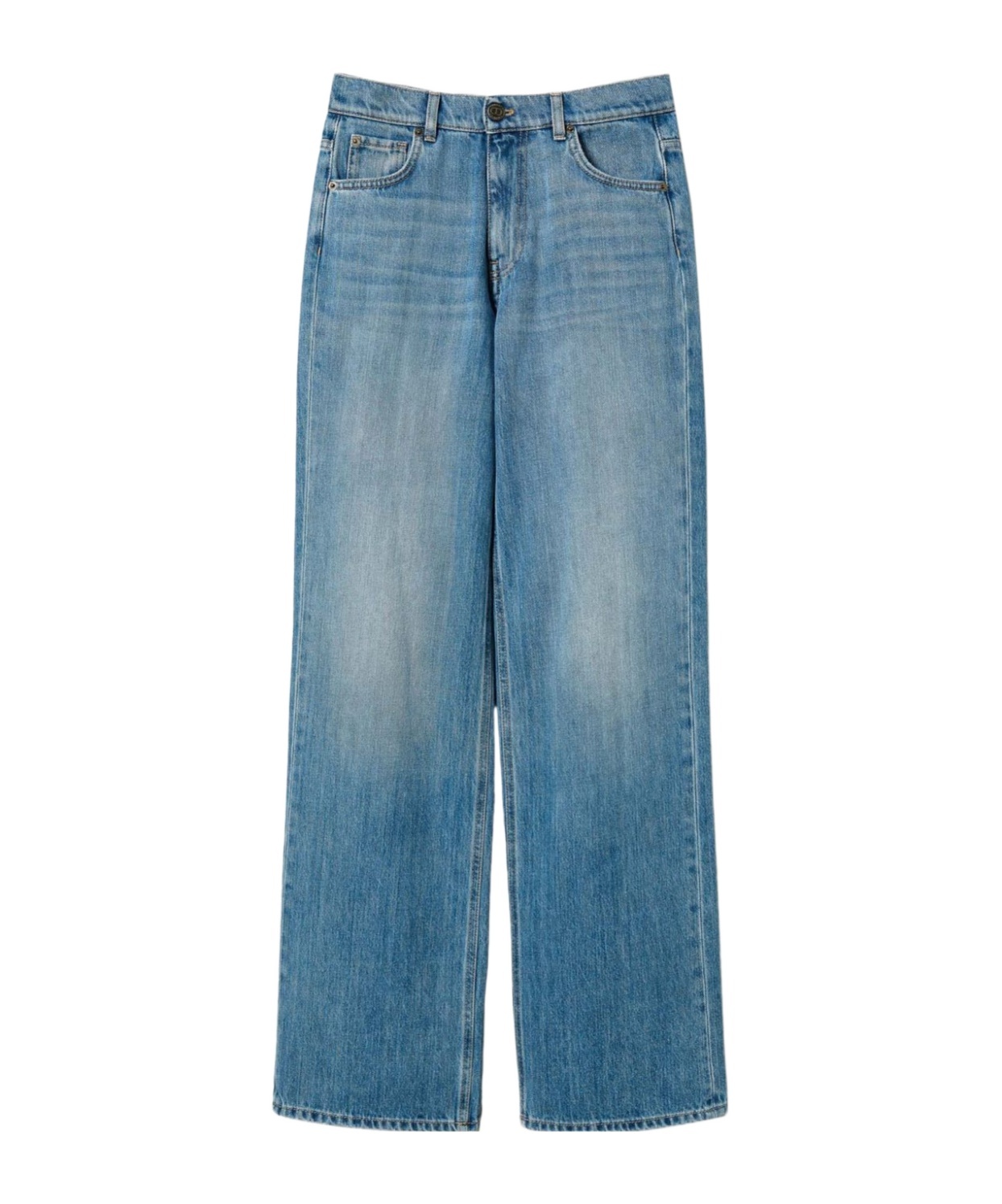 Twinset Twin-set Wide-leg Seasonal Denim Trousers With Classic Five-pocket Design In Blue