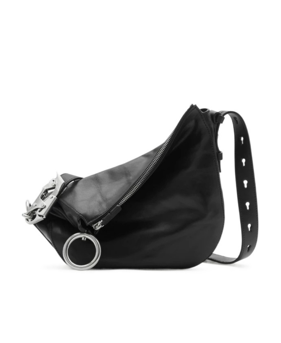 Burberry Black Leather Knight Small Shoulder Bag In Black