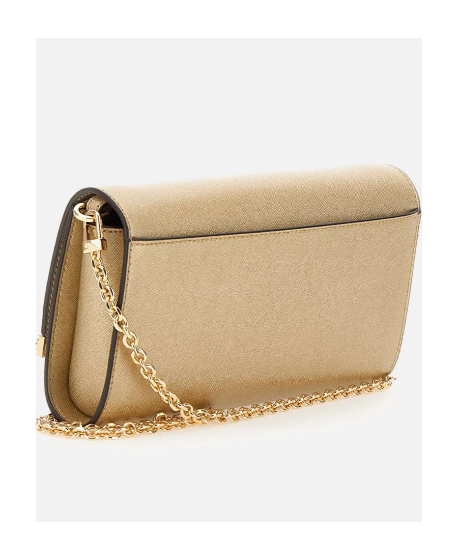 Michael Kors Mona Large Metallic Clutch Bag In Nude