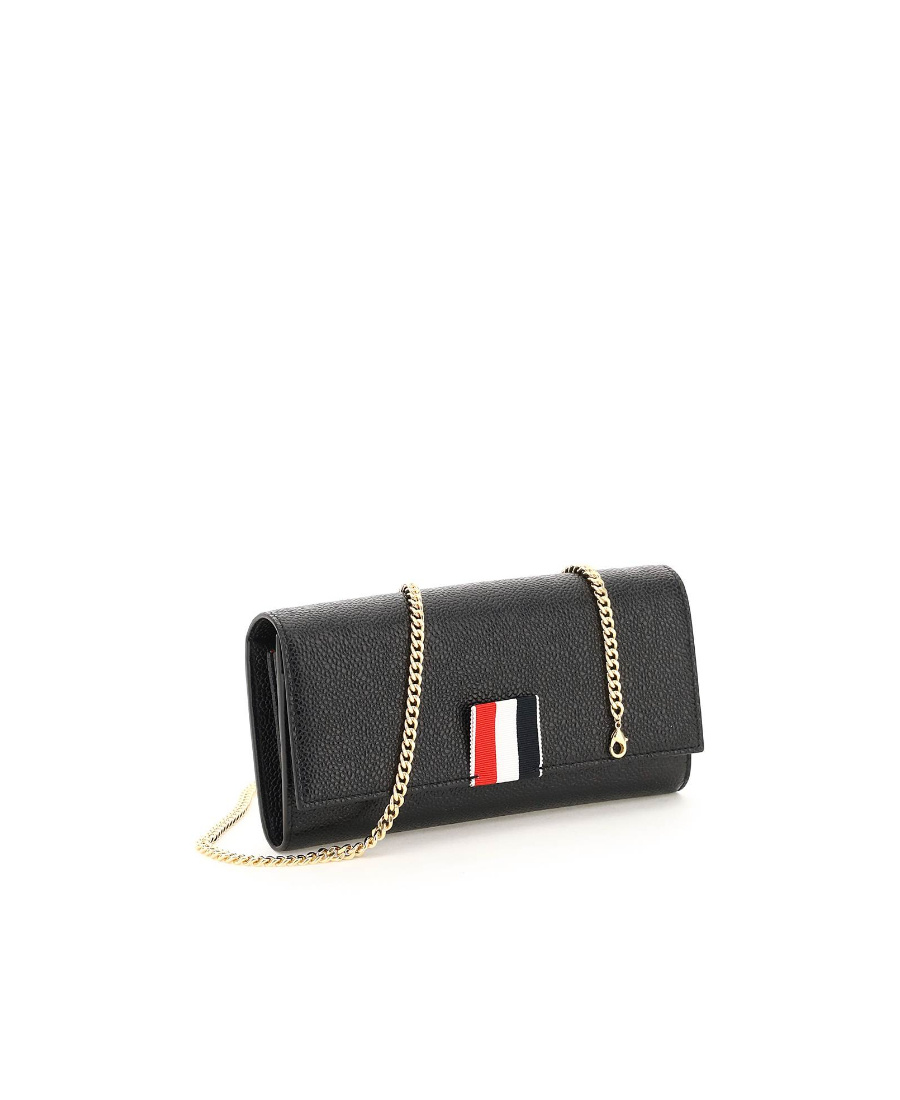 THOM BROWNE LOGO-PATCH LEATHER SHOULDER BAG 