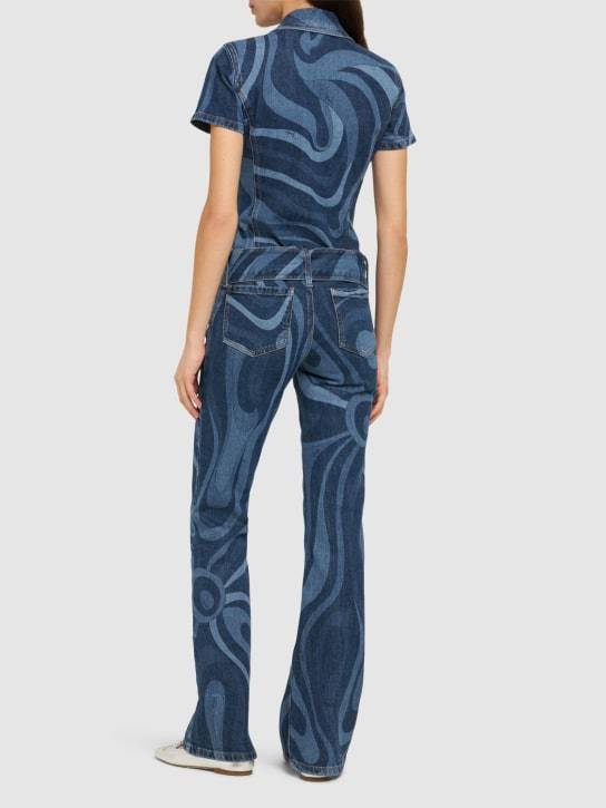 Pucci Printed Denim Long-sleeve Jumpsuit