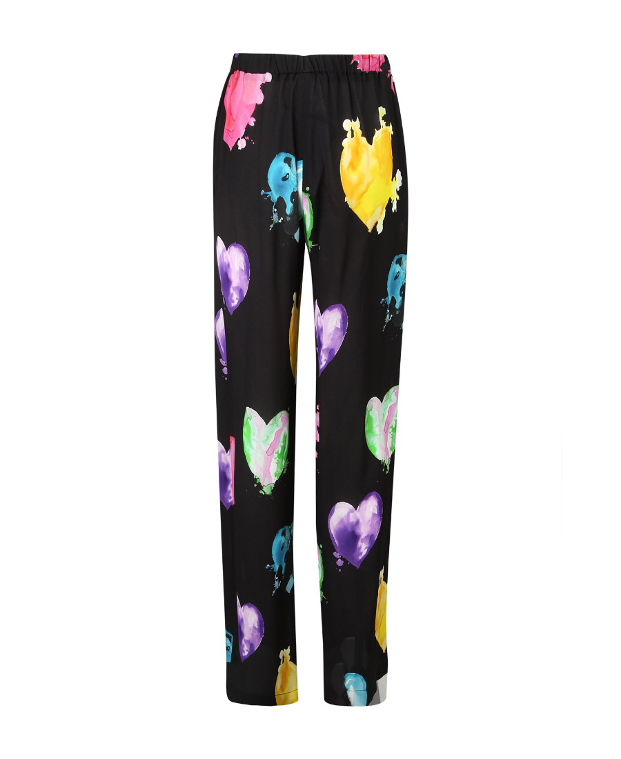 Msgm Floral-print Wide-leg Trousers In Black