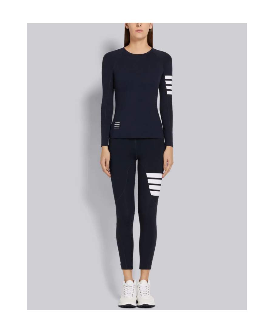 Thom Browne 4-bar Compression Long Sleeve Top In Black