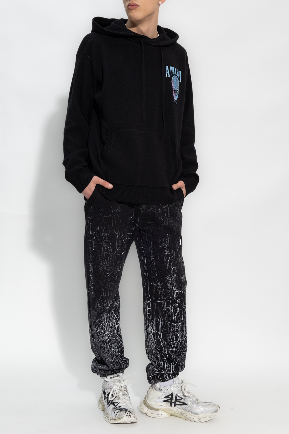 Amiri Cracked-dye Logo Track Pants In Black