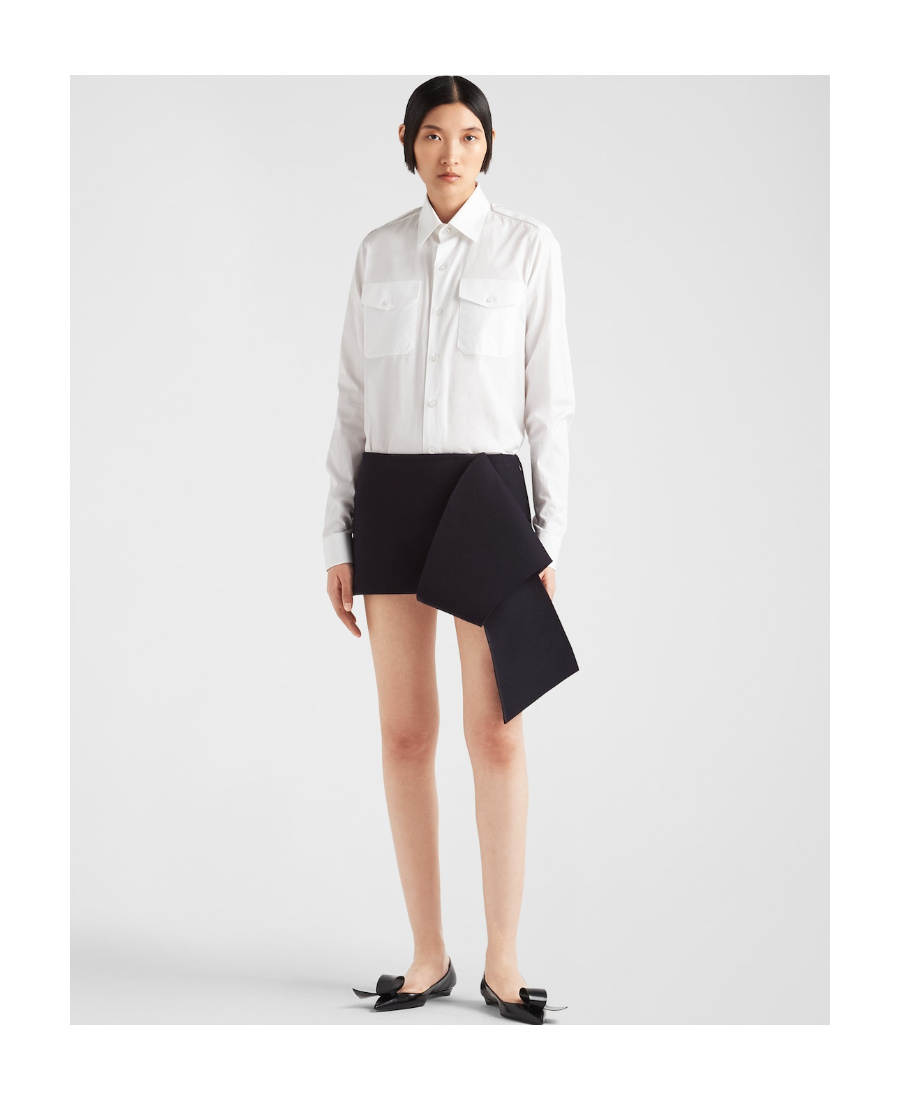 Prada Cloth Wool And Cashmere Miniskirt In Blue