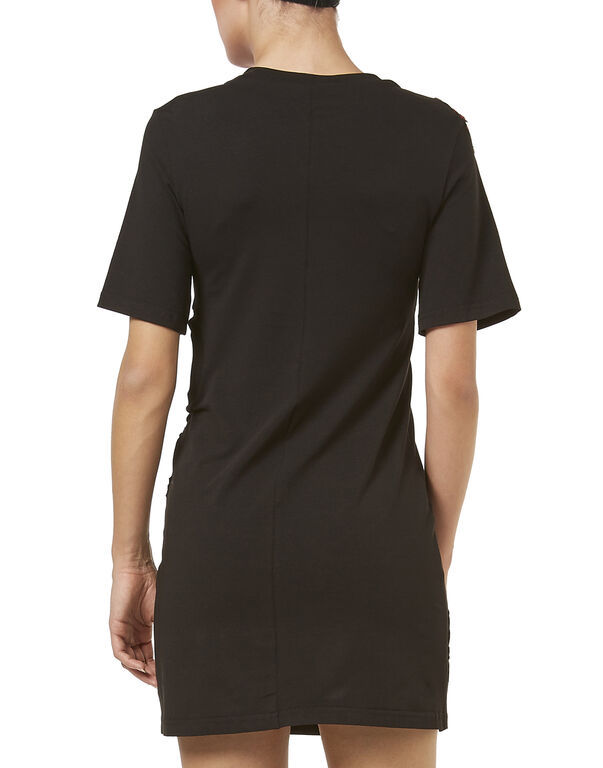 Philipp Plein Logo Details T-shirt Dress In Black