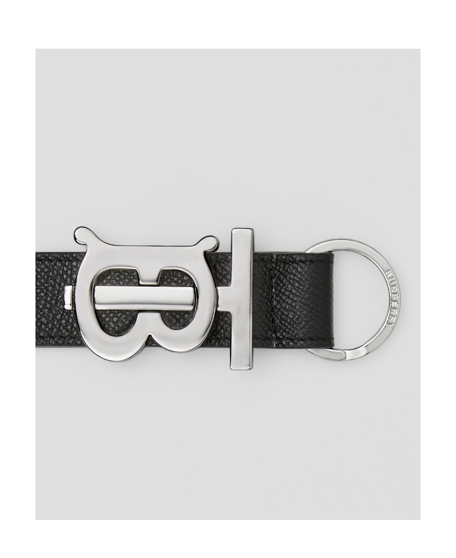 Burberry Tb Leather Keyring In Black