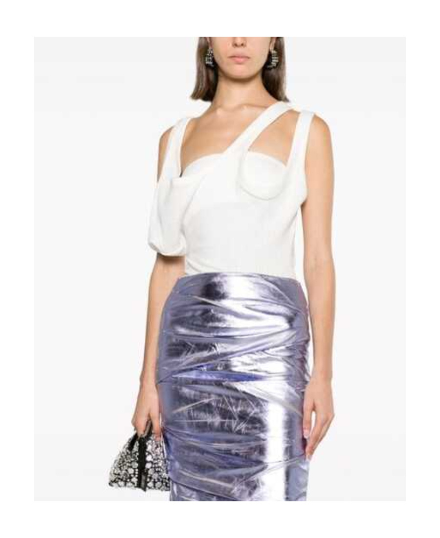 Attico Ribbed Cotton Jersey Top In White