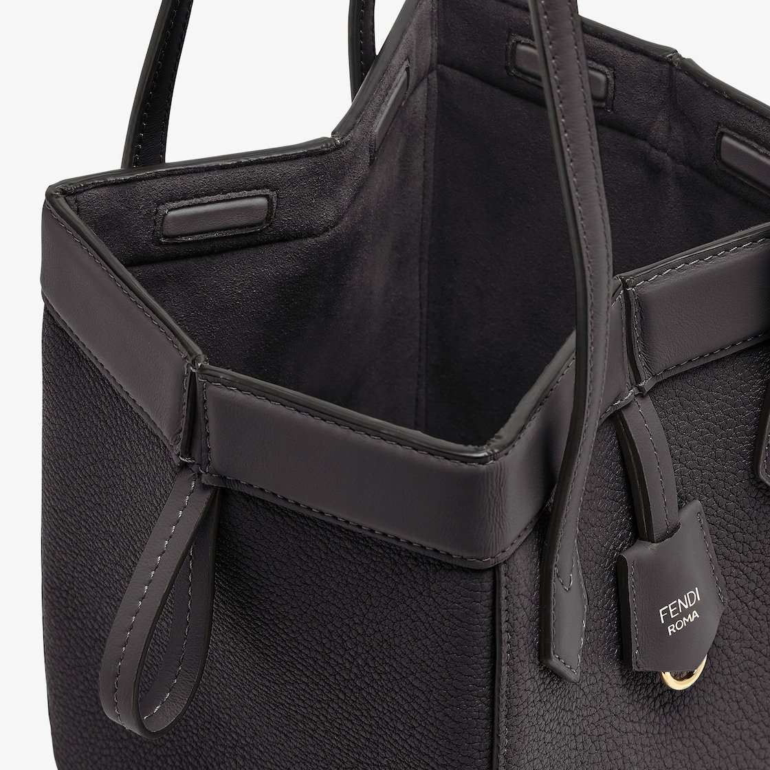 Shop Fendi Black Leather Mini Bag That Can Be Transformed