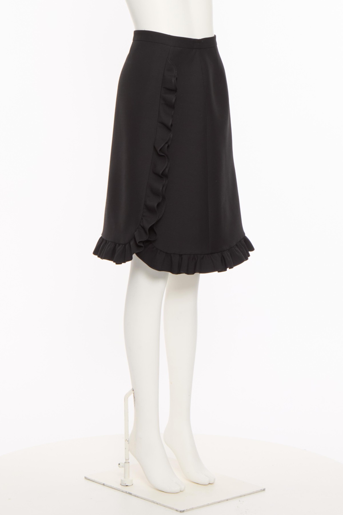 Valentino A-line Midi Skirt Ruffle Detail In Black