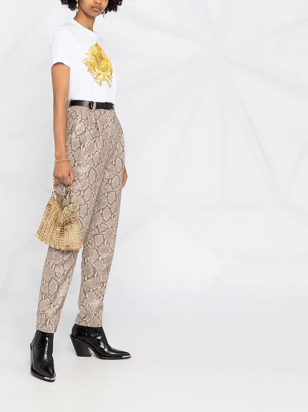 Versace Jeans Rococo Crystal-motif T-shirt In White