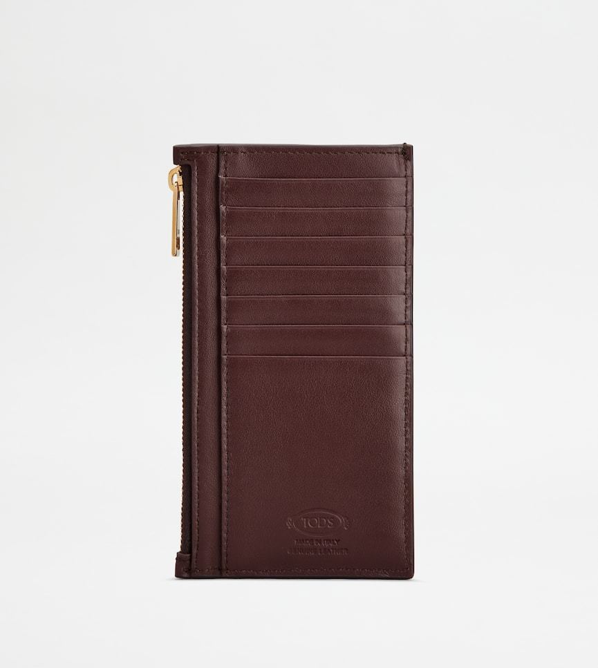 Tod's Leather Card Holder In Red