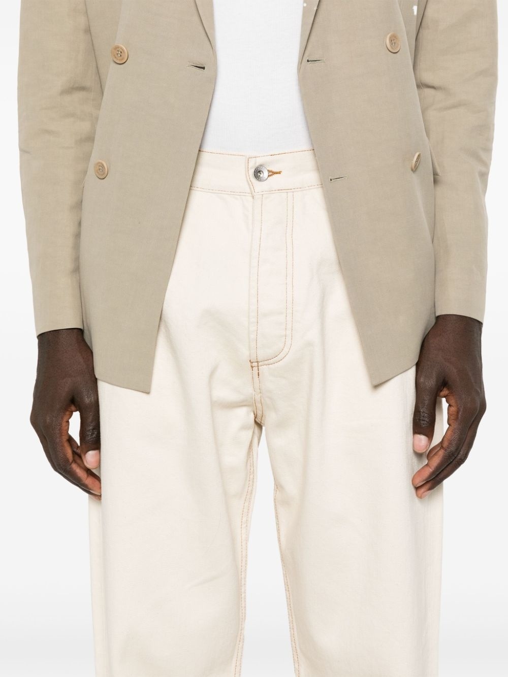 Ymc You Must Create Tearaway Tapered Jeans In White