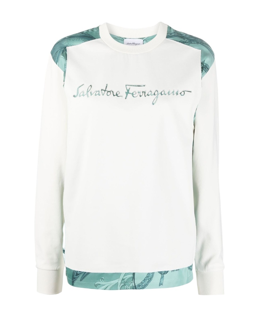 Ferragamo Embroidered Logo Sweatshirt In White