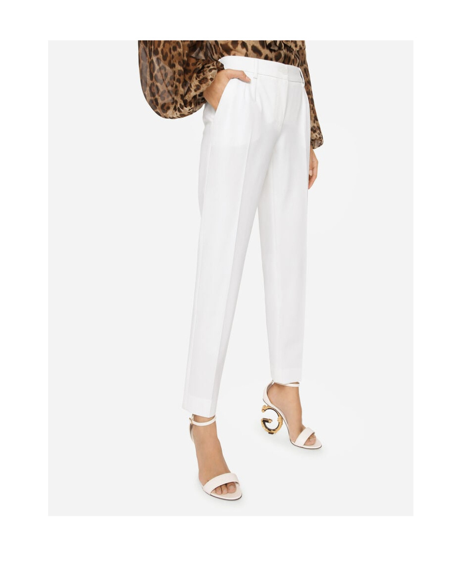 Dolce & Gabbana Silk Tailored Trousers In White