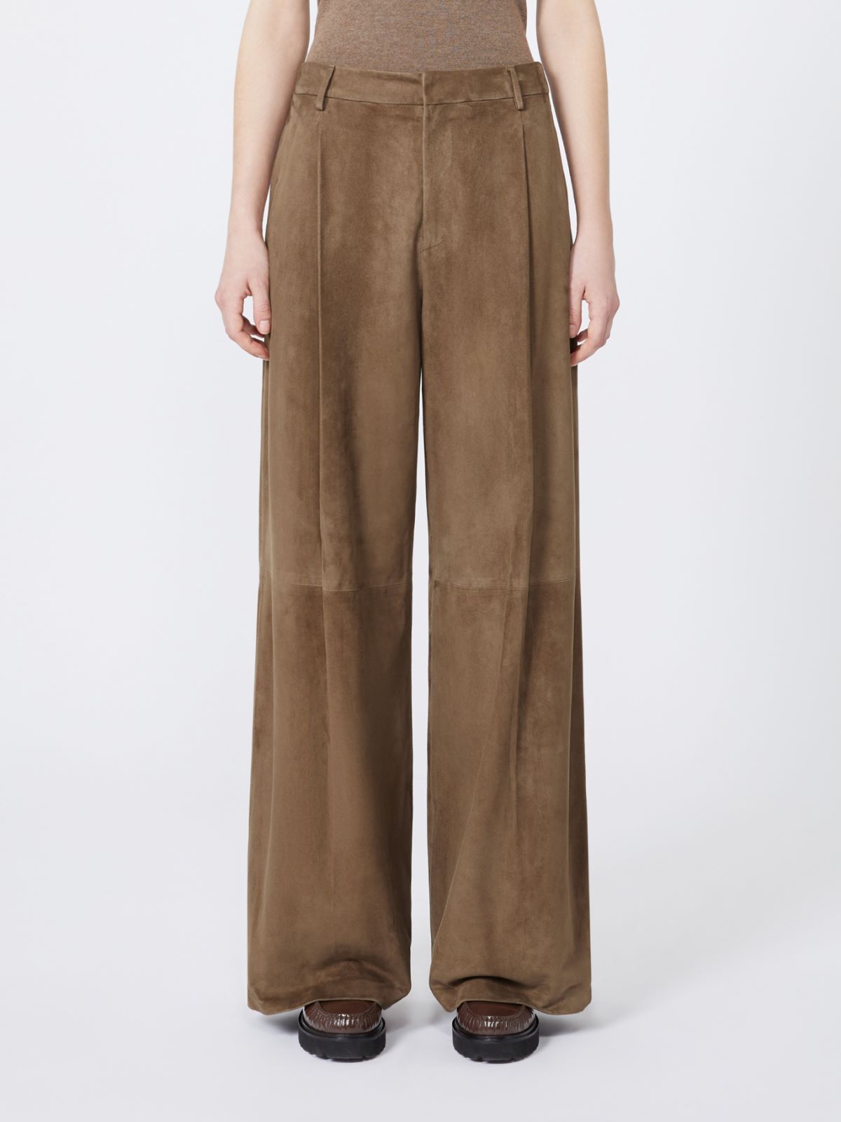 Max Mara Suede Trousers In Brown