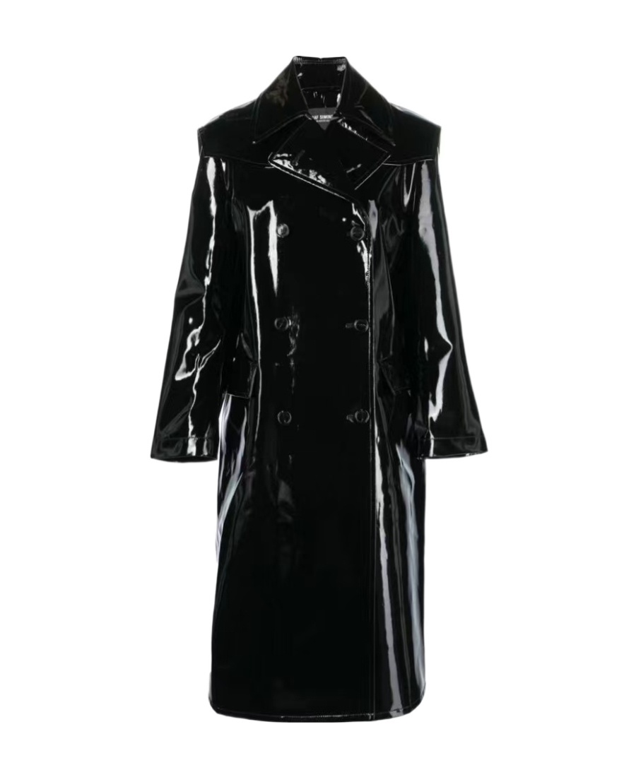 RAF SIMONS DOUBLE-BREASTED LAPEL LONG OVERCOAT