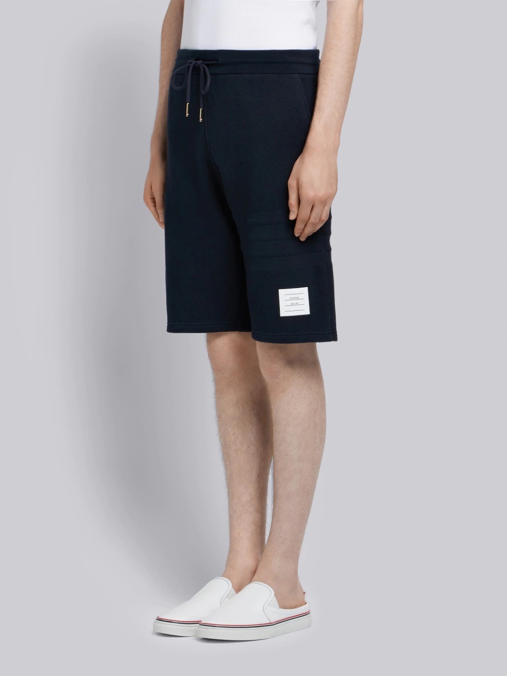 Thom Browne Embroidered Cotton Track Shorts In Black
