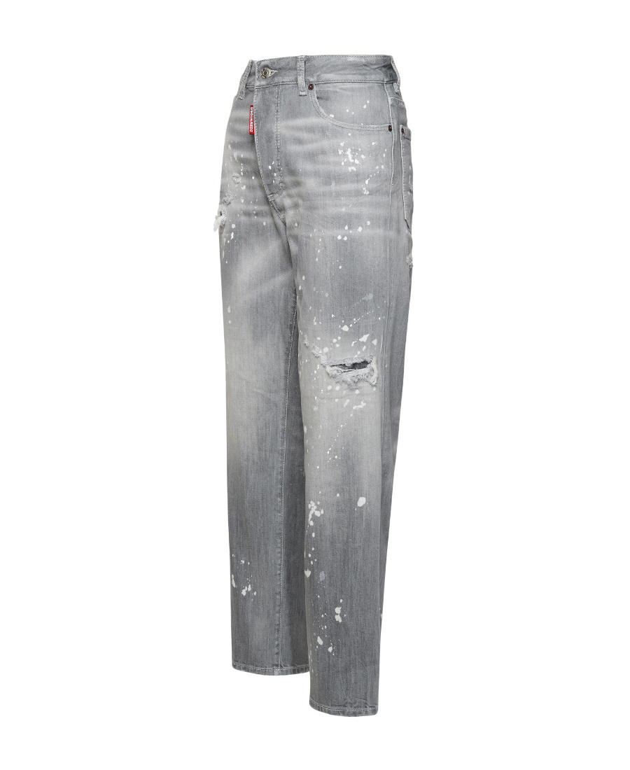 Dsquared2 Distressed Low-rise Cropped Jeans In Gray
