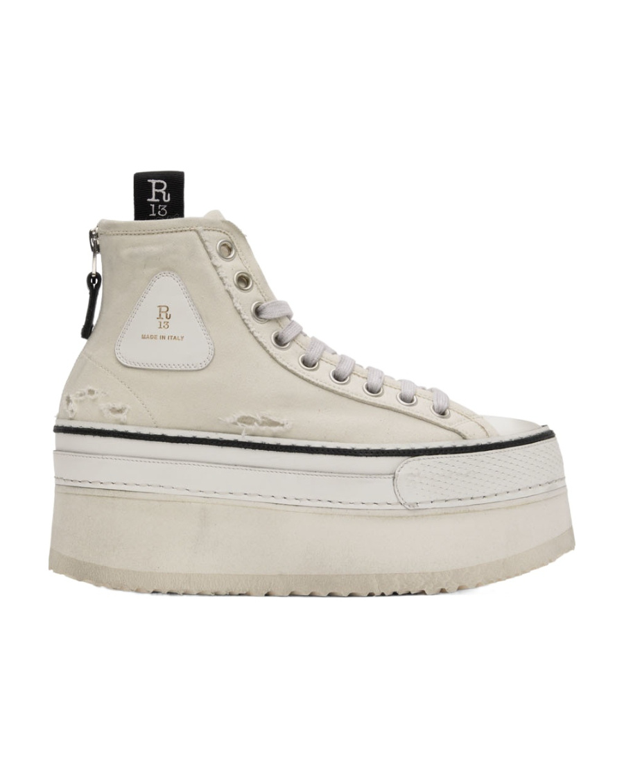 R13 Off-white Courtney Platform High Top Sneakers In Nude