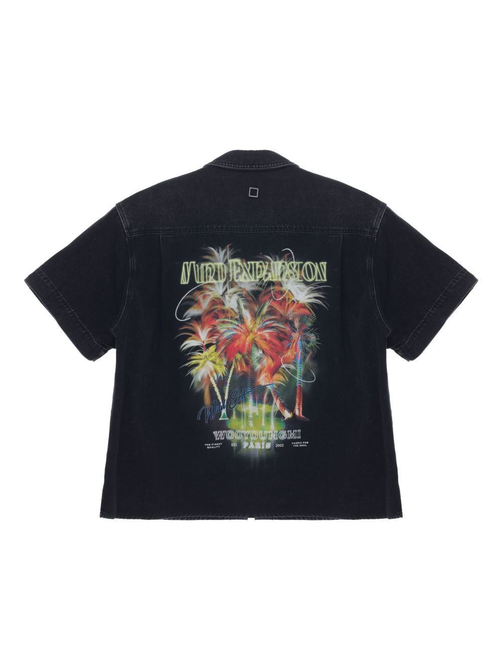 Wooyoungmi Short Sleeve Button Shirt With Graphic Print In Black