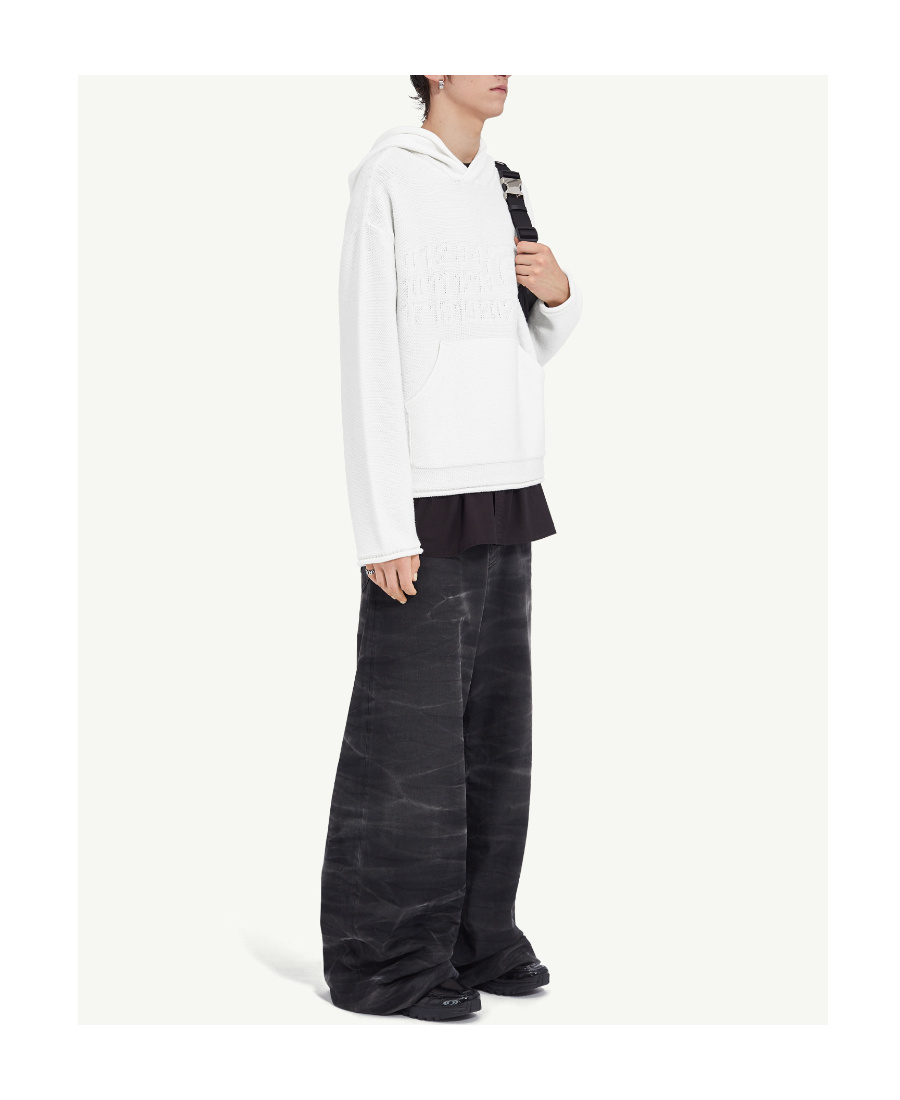 Mm6 Maison Margiela Number-motif Knitted Hoodie In White