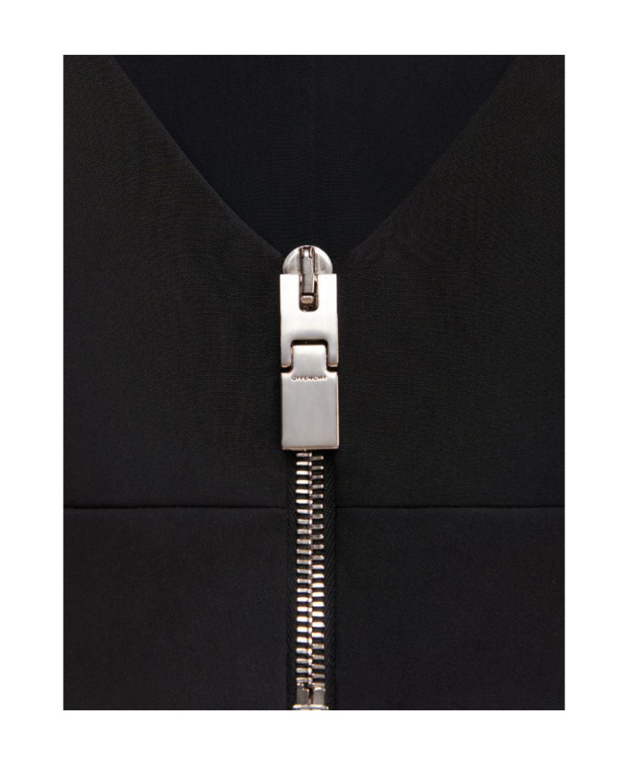 Givenchy Black Zip Front Wool Crop Top In Black