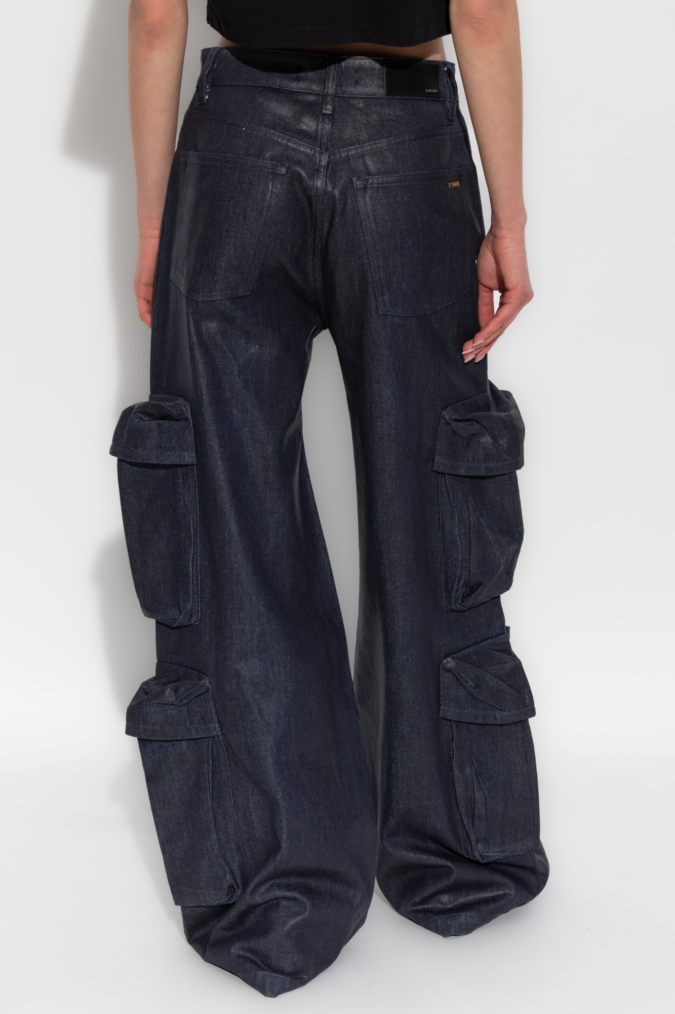 Amiri Black Baggy Cargo Jeans In Black