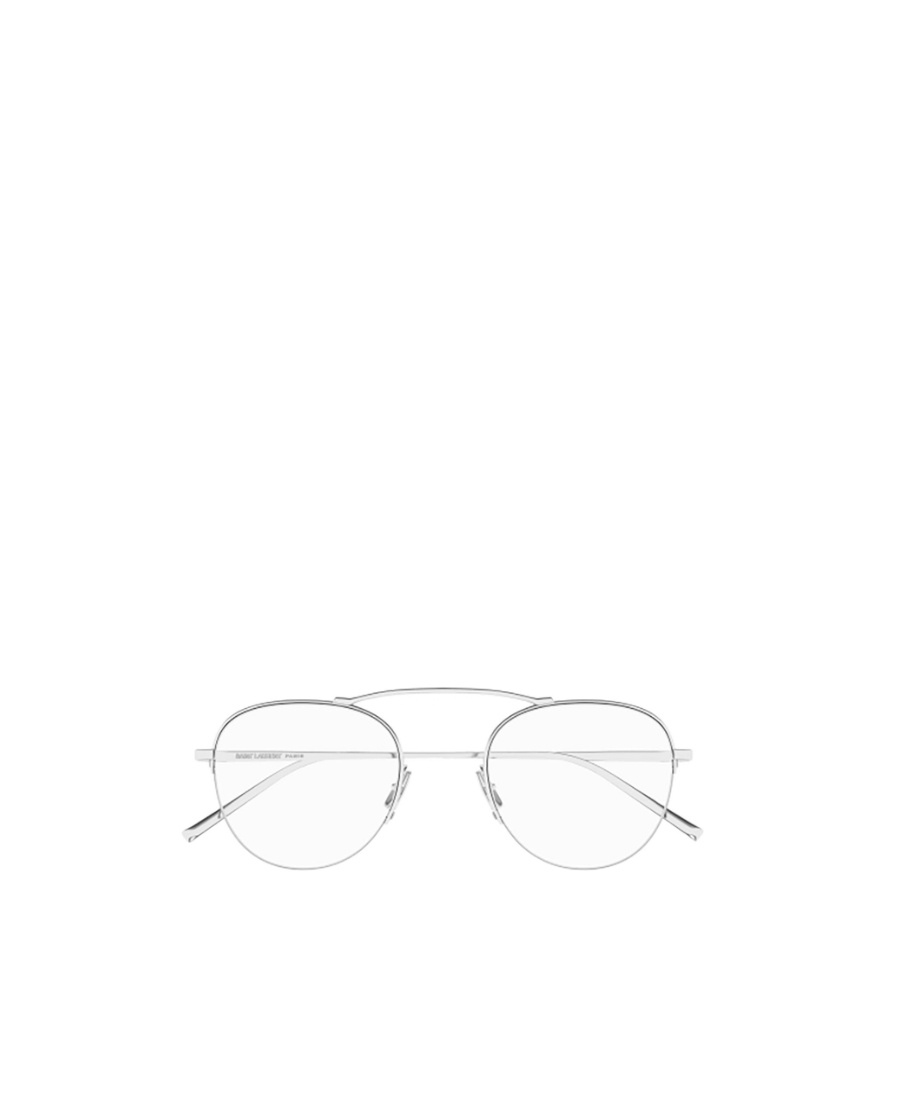 Saint Laurent Logo-engraved Round-frame Glasses In White