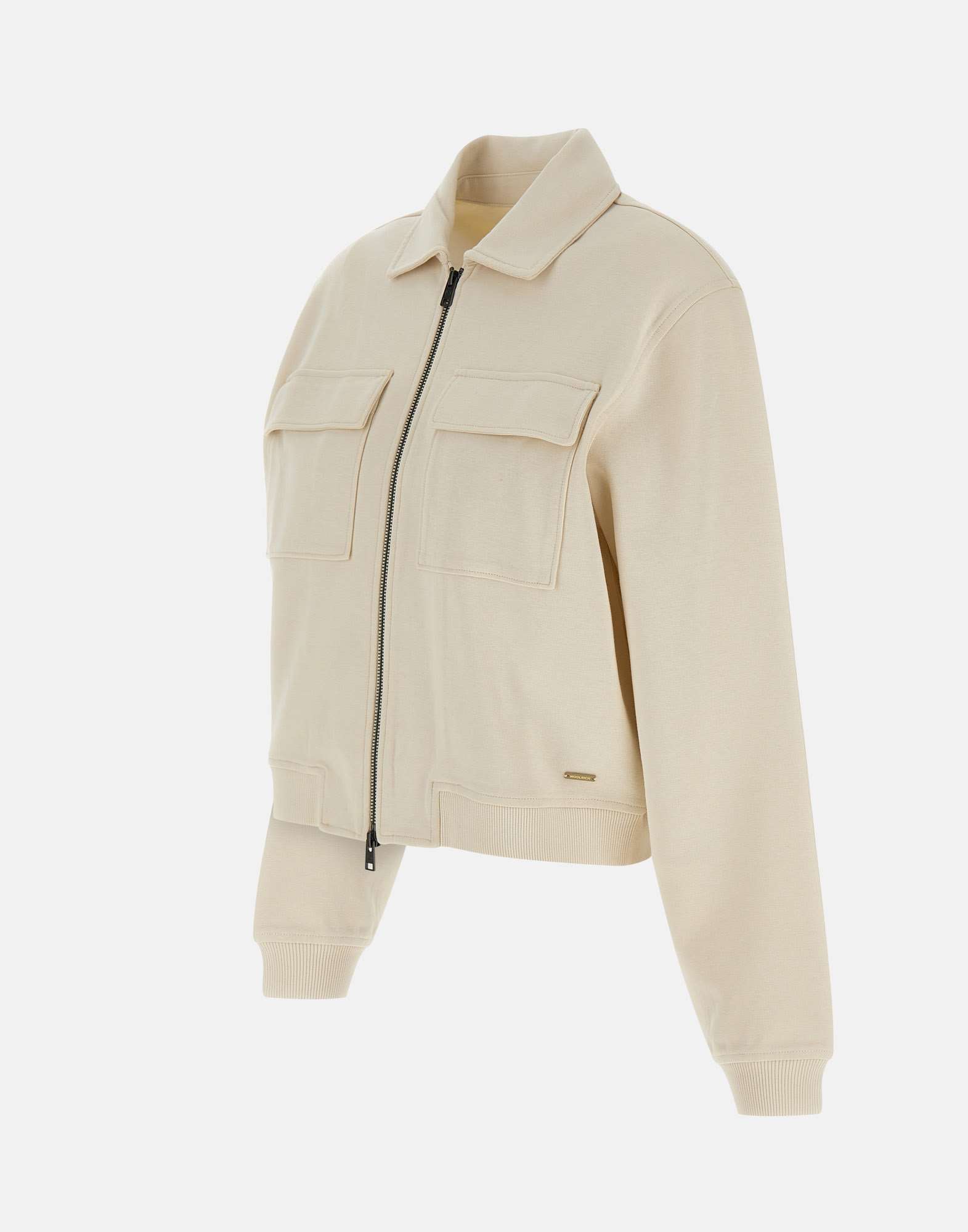 Woolrich Two-way Zip Pocket Sweatshirt In White