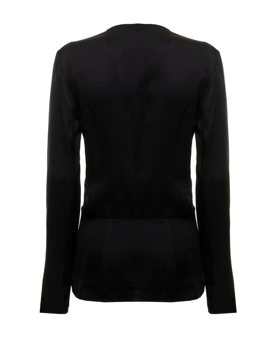 Givenchy Satin Long-sleeved Blouse In Black