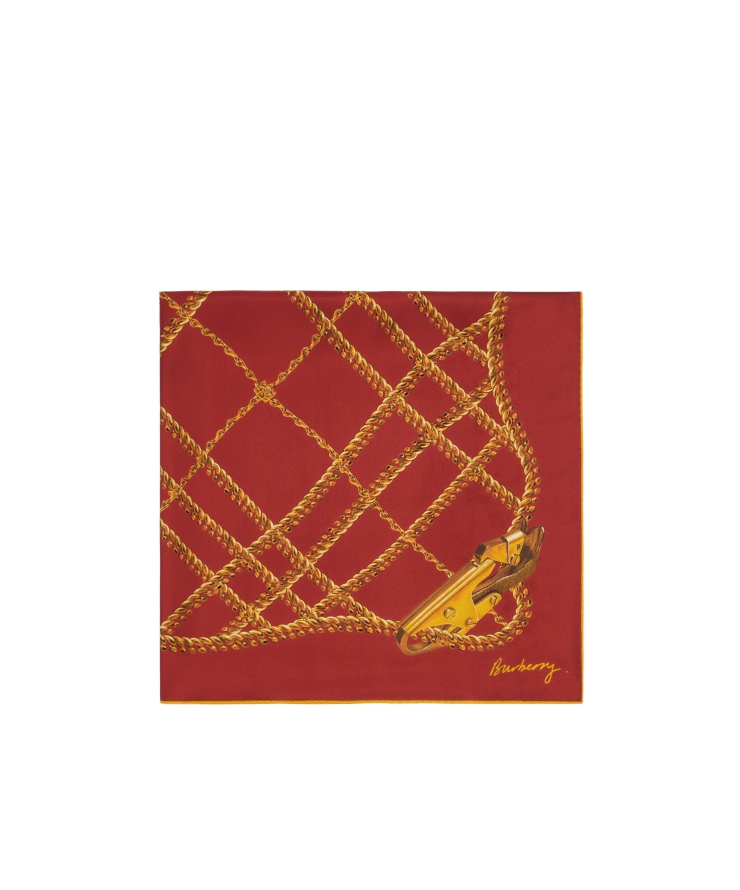 Burberry Chain Plaid Silk Scarf In Rust